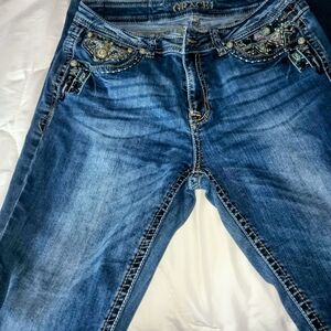 Grace in LA Blue Embellished Straight Leg Jeans